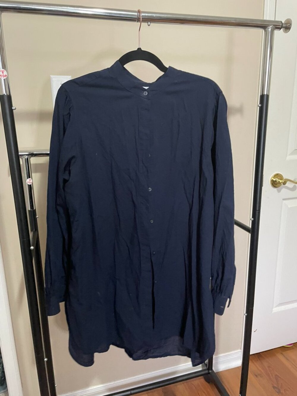 Mandarin Collar Tunic, Navy, L